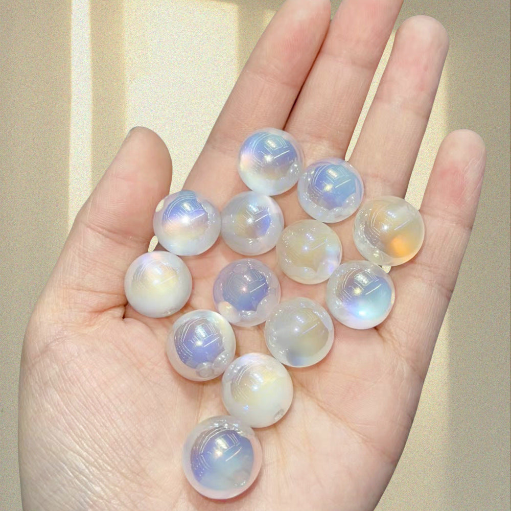 Wholesale 16MM 50PCS/Pack resin optical gold plated cat's eye straight hole beads DIY mobile phone chain key chain bag chain jewelry accessories
